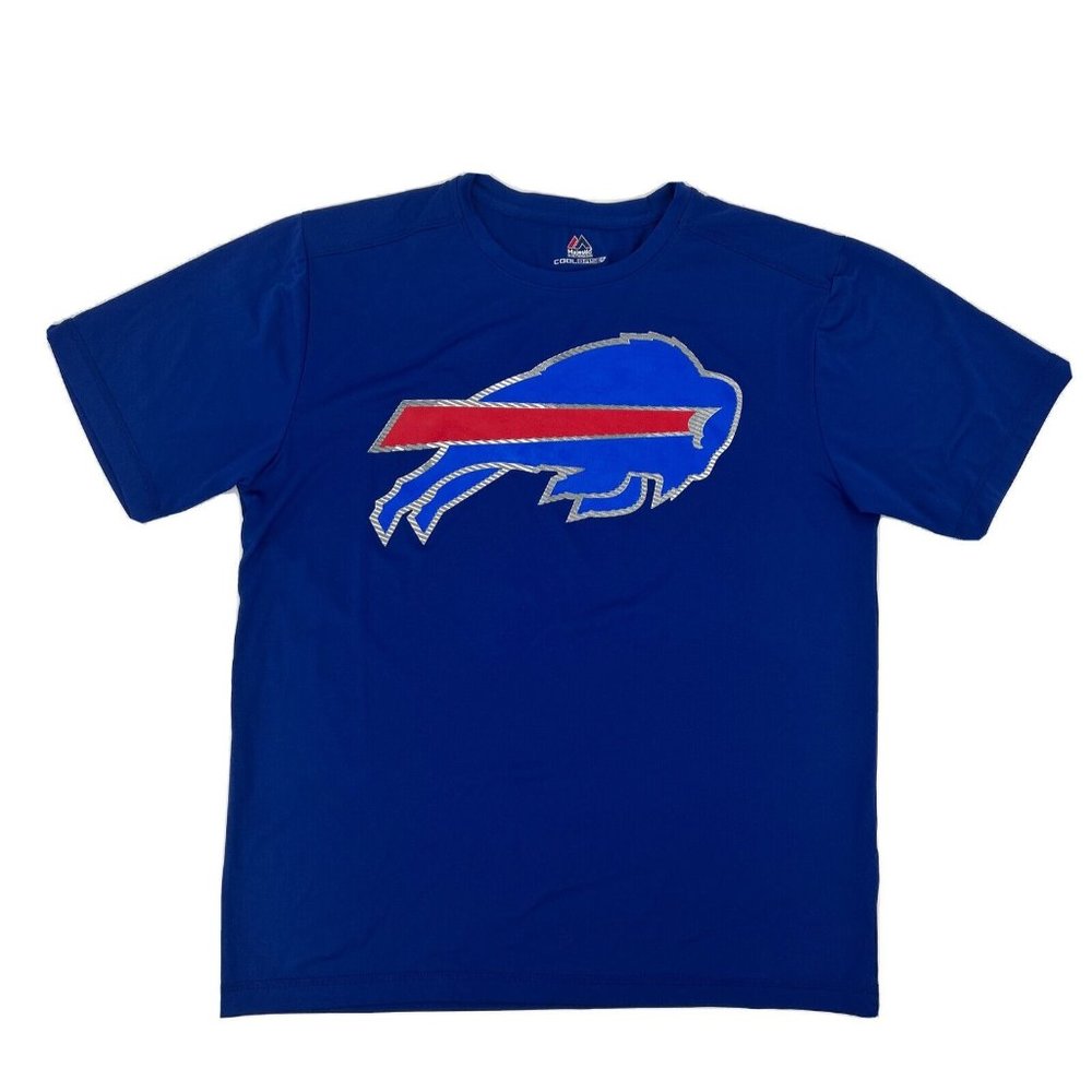 Buffalo Bills Shirt Mens M Blue Majestic CoolBase Short Sleeve Crew Neck NFL